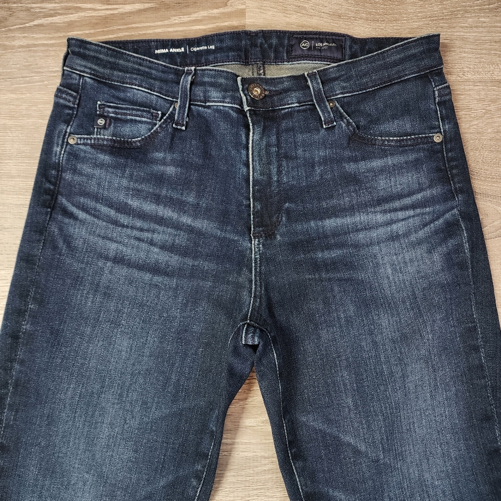 AG Adriano Goldschmied Prima Ankle Dark Wash Denim Cigarette Ankle Jean 27 R - Picture 2 of 12